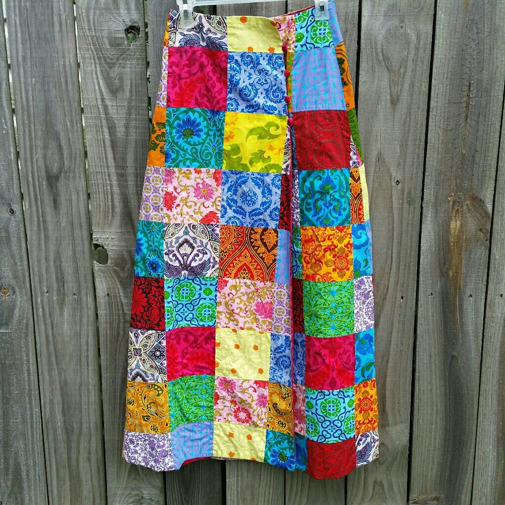Handmade, reversible, quilt wrap skirt